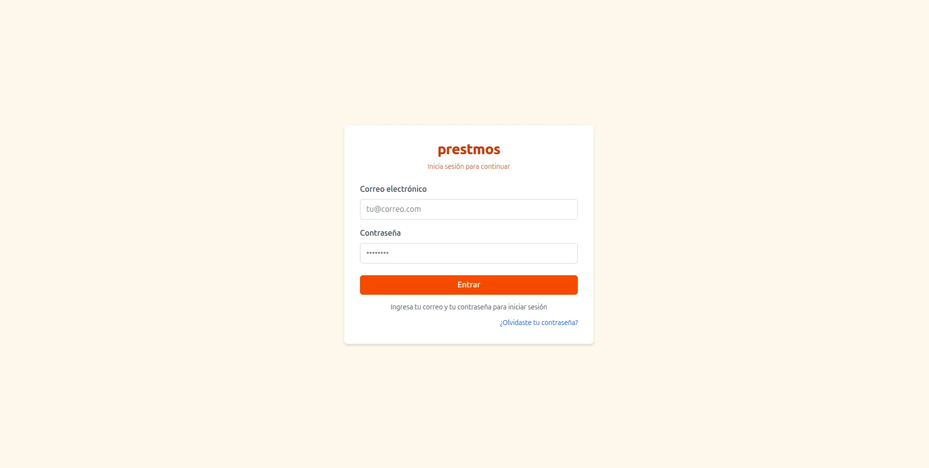 Prestamos application screenshot